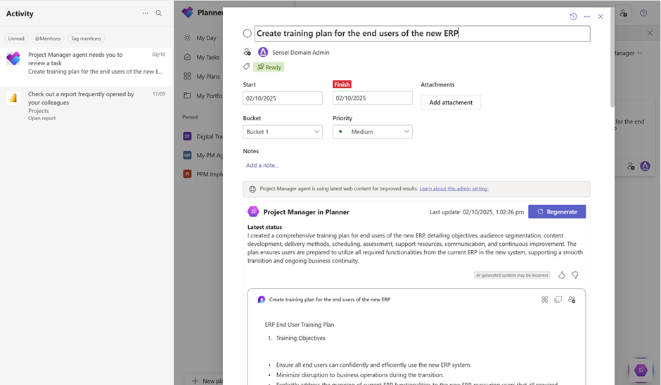 The Project Manager Agent in Microsoft Planner can go off and do tasks you assign to it, returning results within the task details.
